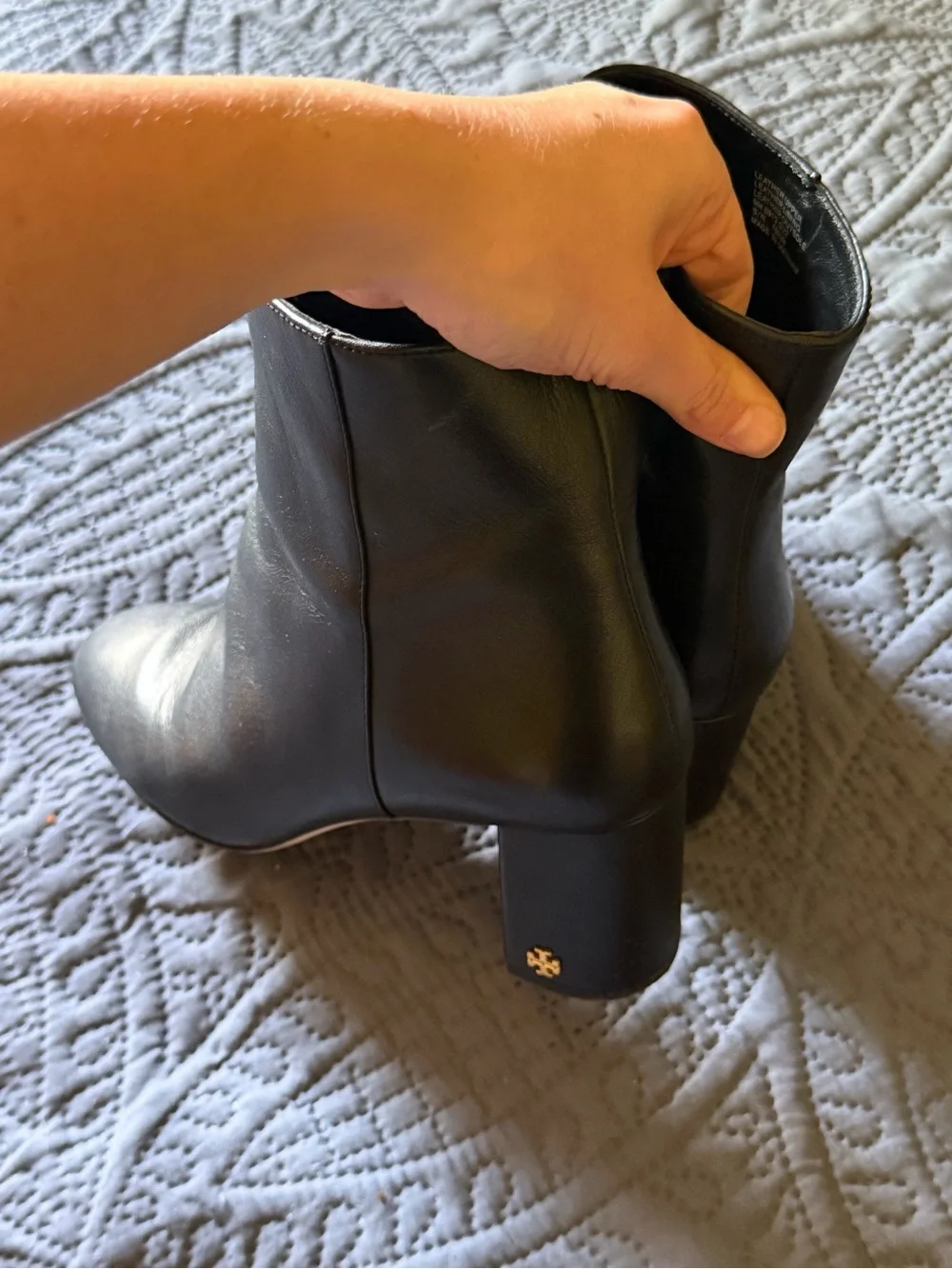 Tory Burch Black Leather Brooke Heel Ankle Boots